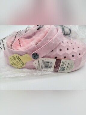 Kids Pink One-Piece Footie Clog with Fuzzy Lining
